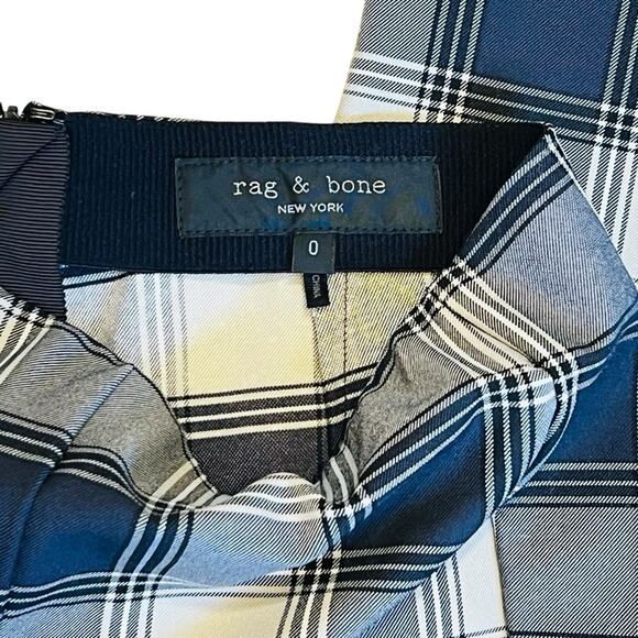 Rag & Bone Women’s Sz 0 Blue Plaid Pants Simone High Rise Ankle Slim Stretch - Picture 7 of 16